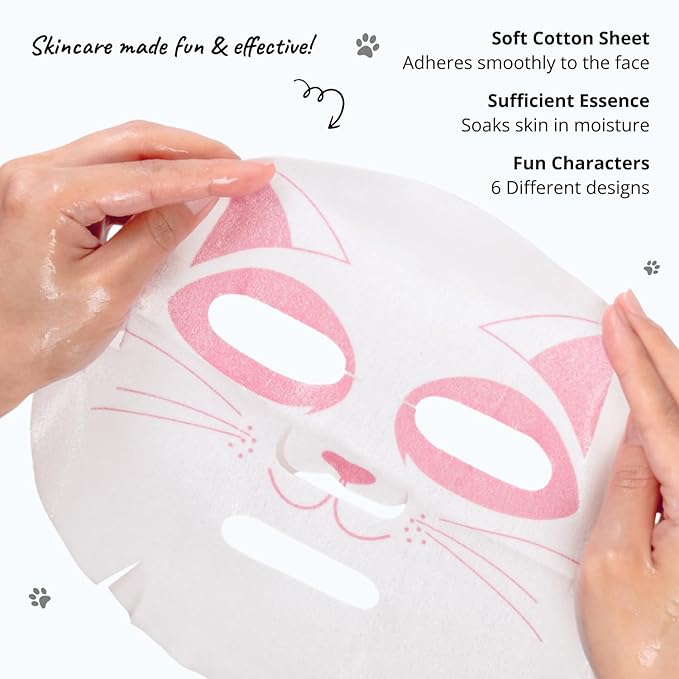 Epielle Character Face Mask Wave & Wild 6 Pack, Fun & Effective Korean Skin Care - Image 4