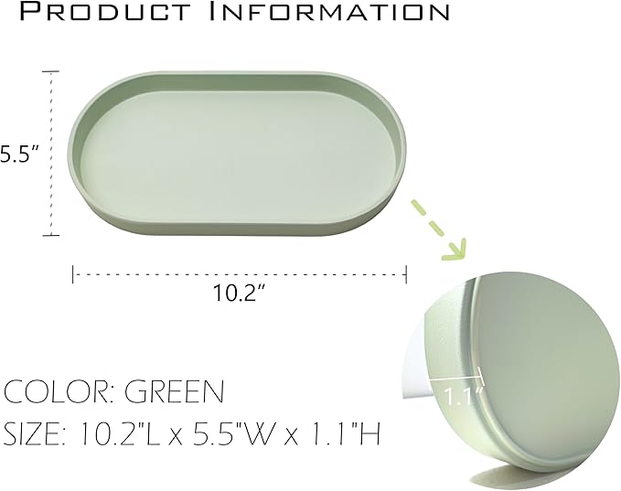 Green Small Tray, 3 Pack Oval Tray - Image 6