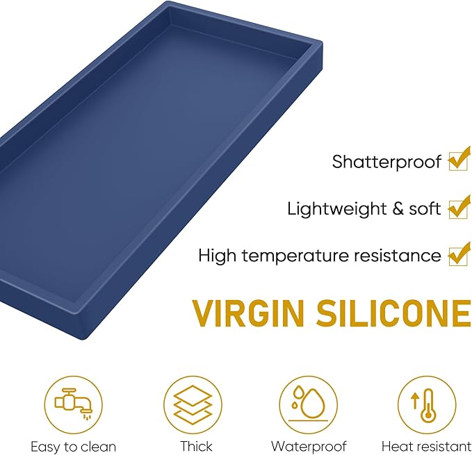 Bathroom Counter Tray, EG-SIPRO High-Grade Thickened Silicone Vanity Tray - Image 3