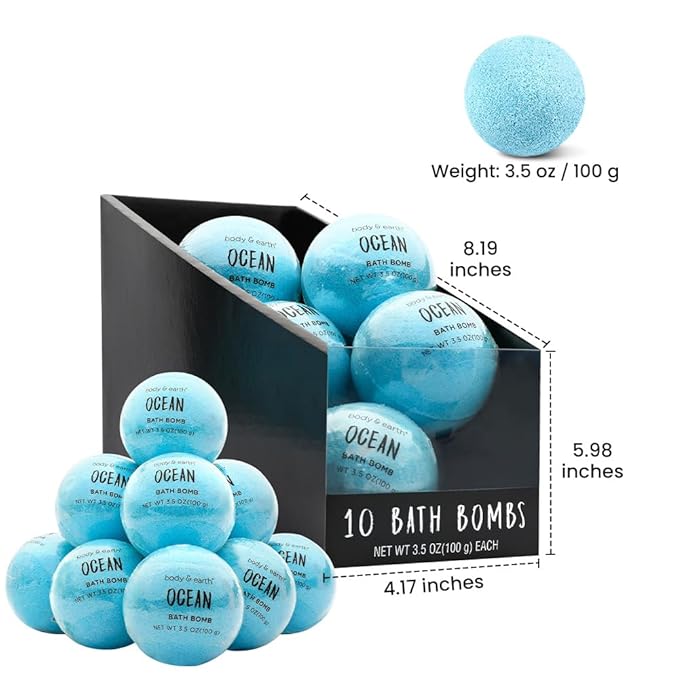 Bath Bombs for Women, BODY & EARTH 10 X 3.5 oz Ocean Bath Bomb Gift Sets - Image 5