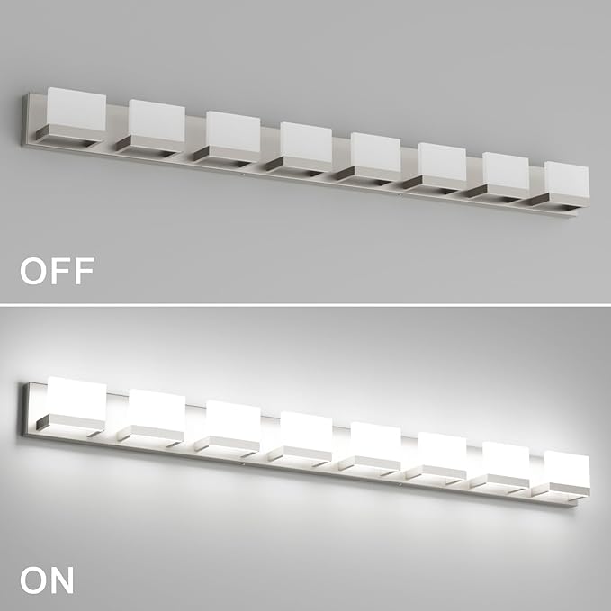 Tipace 8 Lights LED Modern Vanity Light Brushed Nickel Bathroom Lighting - Image 8