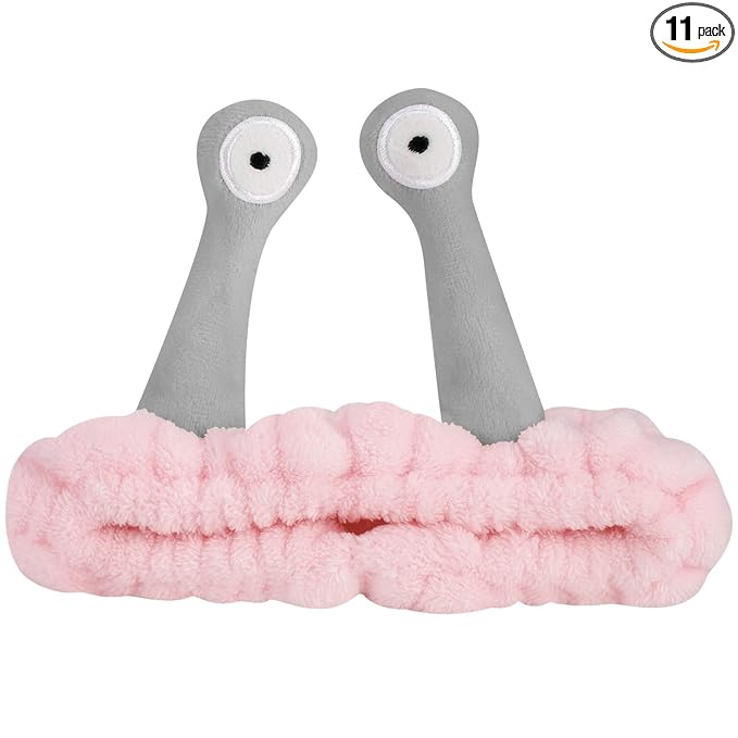 Jowmoy Cute pink grey Snail Headband, Wash Face by Jowmoy