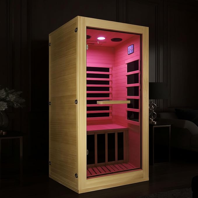 OUTEXER Infrared Sauna Room Indoor Saunas Home Obeche Wood 900W Low-EMF Dry - Image 8