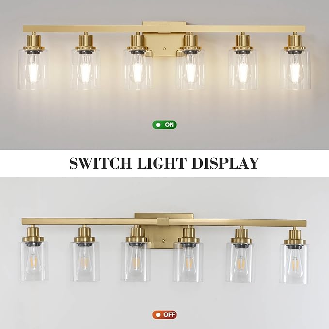 6 Light Gold Bathroom Vanity Light, Bathroom Light Fixtures - Image 5