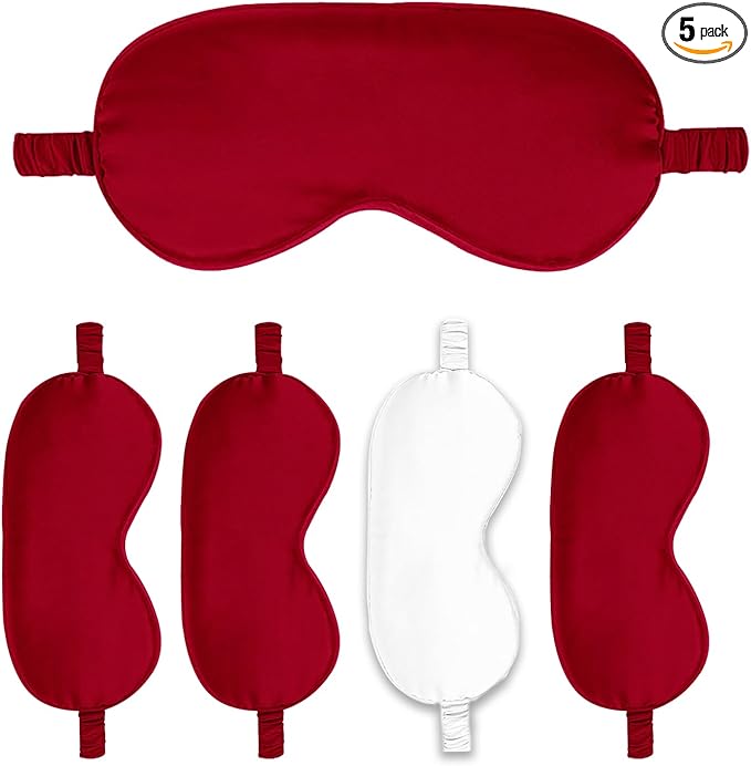 Sleep Masks 5PACK Silk Eyes Cover Satin Eye Mask Silky Blackout Soft Blindfold by WJingYiJia