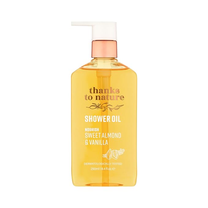 Shower Oil for Women with Sweet Almond and Vanilla, Luxe Oil Body Wash That by ThanksToNature