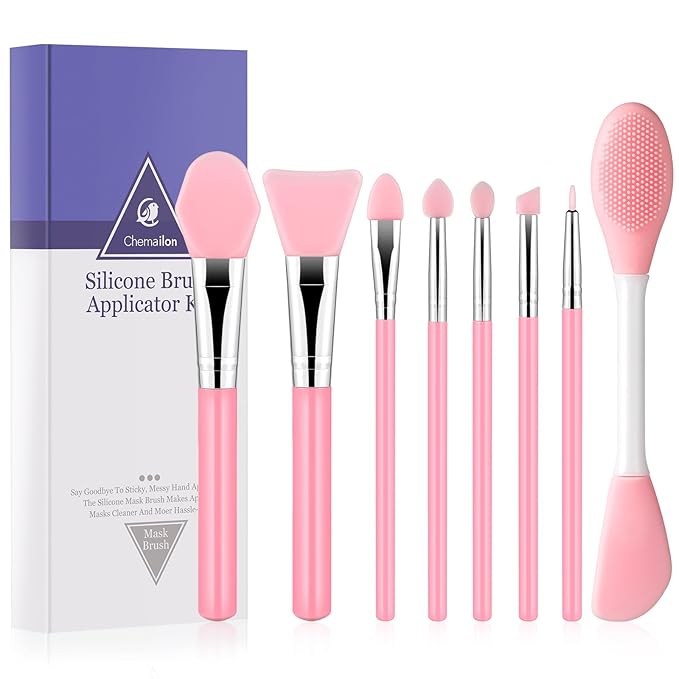 8Pcs Silicone Face Mask Brush Set, Double-Sided Silicone Face Scrubber by Chemailon