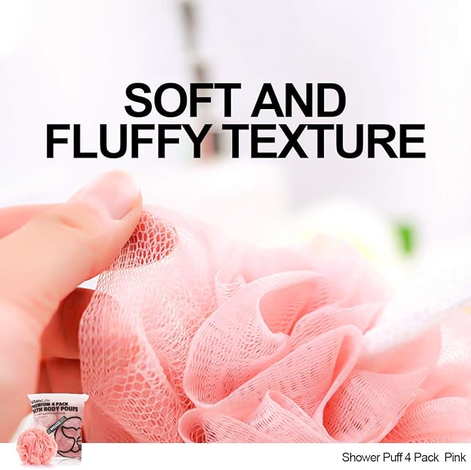 Loofah Sponge Bath Sponge for Women Men 4 Pack - Image 3