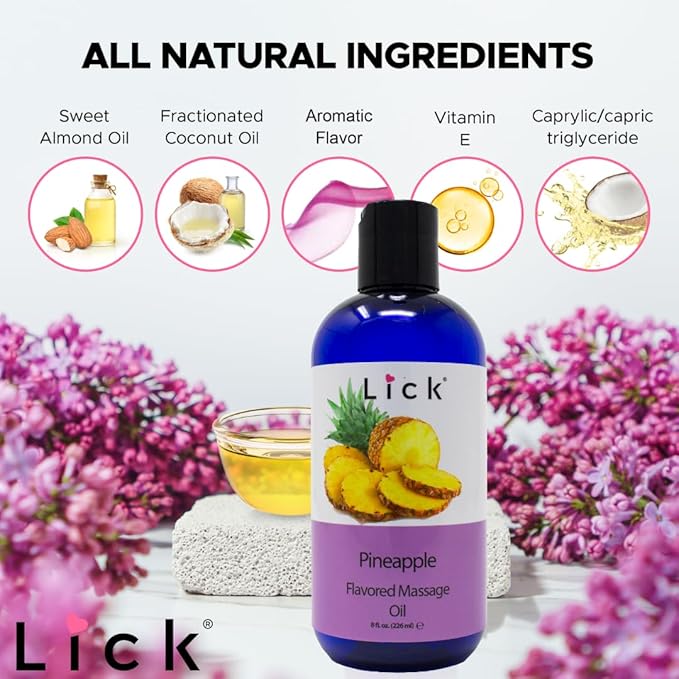Lick Pineapple Passion Flavored Massage Oil – Sweet, Body Safe - Image 5