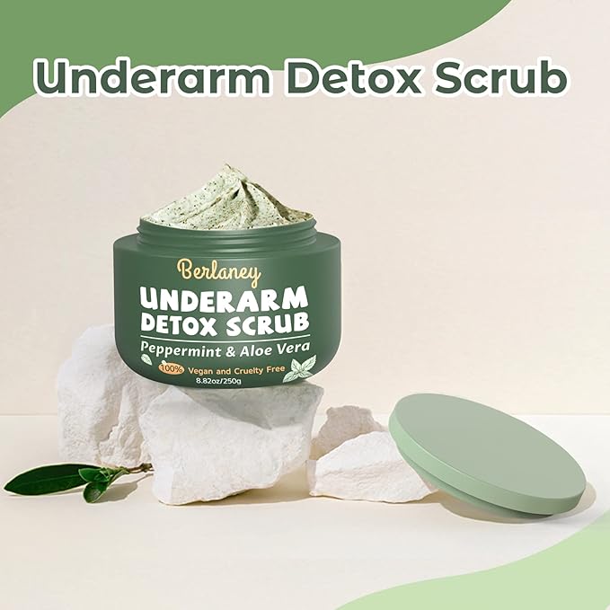 Armpit Detox Scrub 8.8 oz with Peppermint, Aloe Vera and Walnut Shell Powder - Image 8