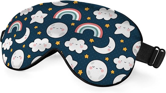 Cute Sky Night Eye Mask Sleeping Mask Moon Clouds Rainbows Stars Sleep Masks by Unknown