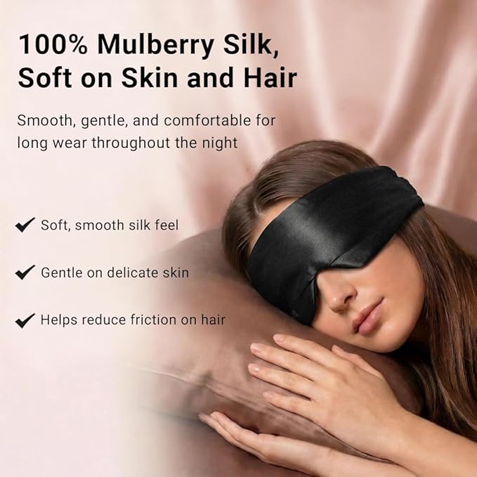 Silk Sleep Mask for Side Sleepers, Face-Hugging Padded Eye Cover, Eye Mask for - Image 2