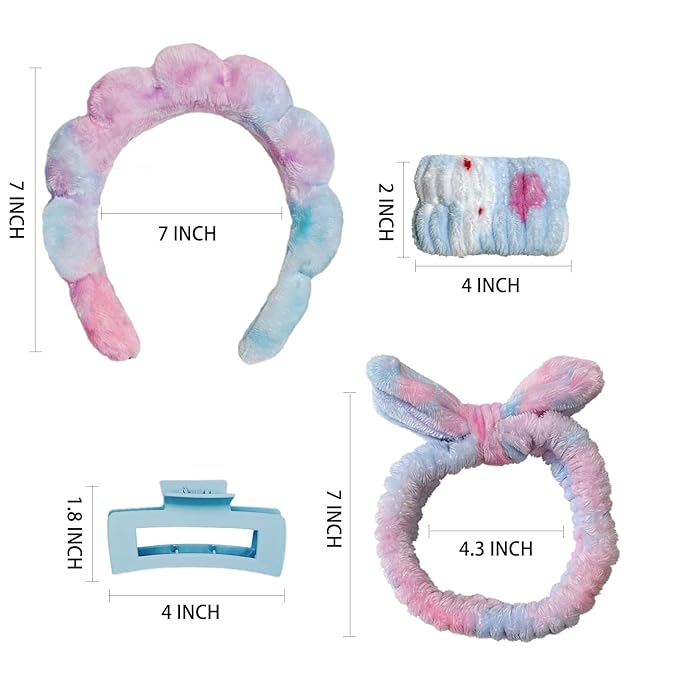 7 Pcs Spa Set, Facial Headband and Wristband Set, Skincare Accessories - Image 6