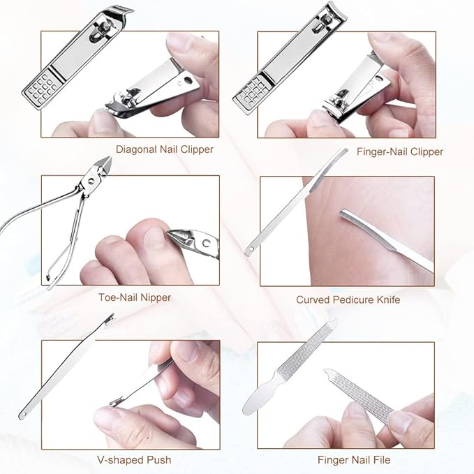 Nail Clippers Set 18 Pieces Stainless Steel Manicure Kit, Professional Grooming - Image 4
