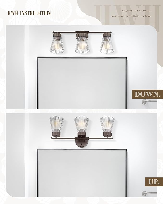 Bathroom Vanity Light Fixture, HWH 3-Light Farmhouse Vanity Lights Over Mirror - Image 4