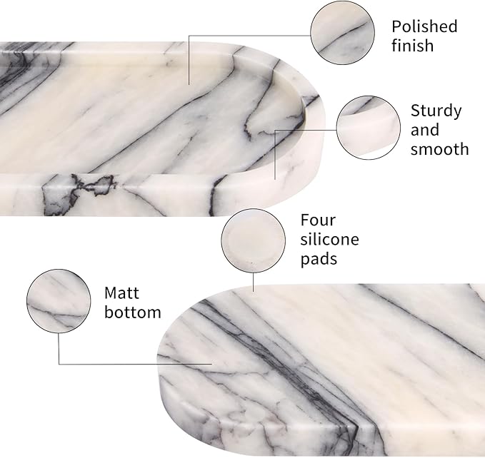 Natural Marble Tray Oval, Bathroom Vanity Tray - Image 3