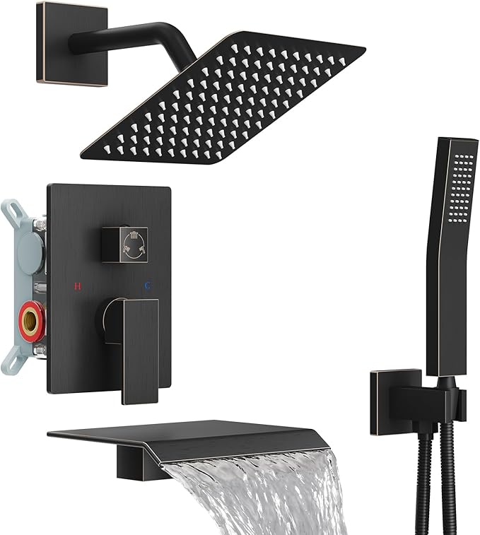Midanya Shower System with Tub Spout, Bathtub Shower Faucet Set with Square by Midanya