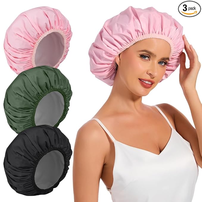 Reusable Shower Cap for Women, Waterproof Shower Cap by KAFTERI