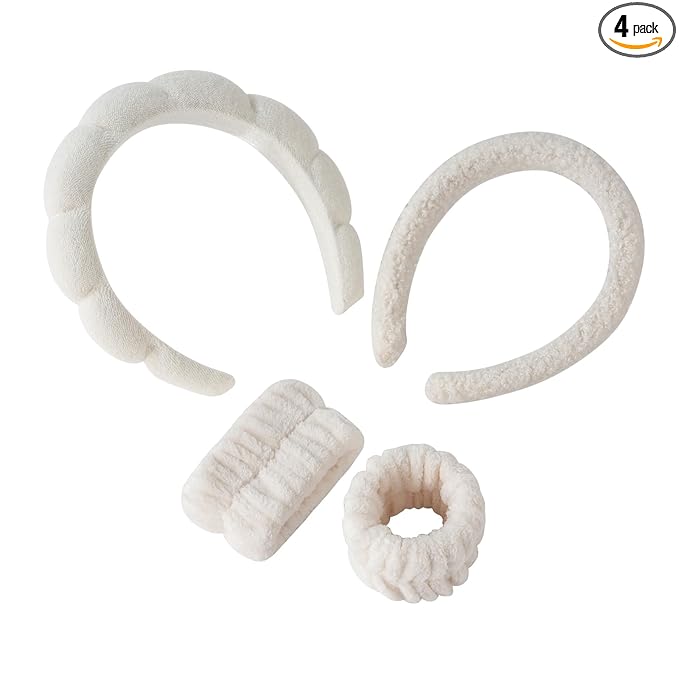 2Pcs Spa Headband for Washing Face & 1 Pair Wristband Set by Mr.Tuber