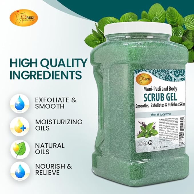 SPA REDI - Exfoliating Scrub Pumice Gel, Mint and Eucalyptus, 128 Oz - Manicure - Image 5