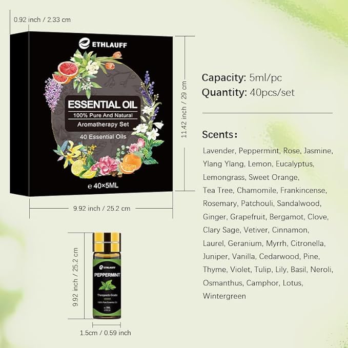 Essential Oils Set 40 Pcs, Humidifier, Candle Bath Bombs Making, 40 * 5ML - Image 3