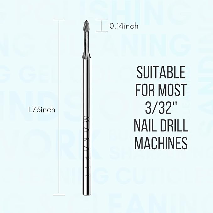 Makartt Nail Drill Bits:3/32" Safety Tungsten Carbide Cuticle Remover Drill Bit - Image 6