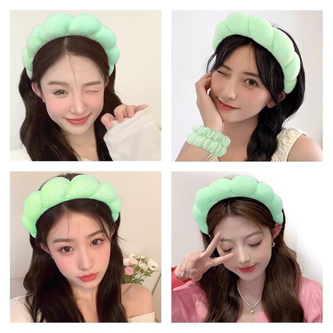Spa Headbands for Washing Face Wristband Set Sponge Makeup Skincare Headband - Image 4