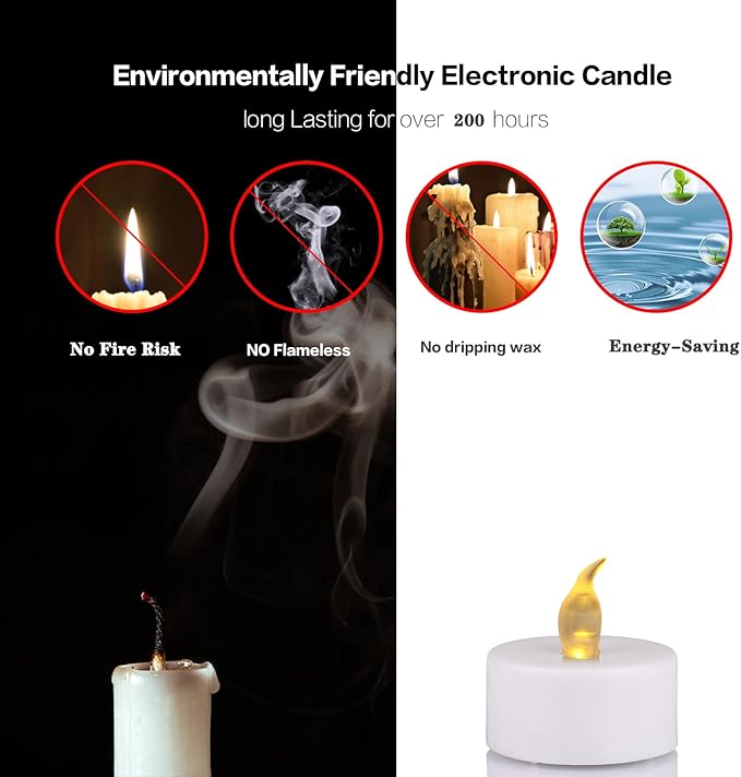 100Pack Battery Tea Lights candles- LED Tea Lights Realistic Bright Flickering - Image 2
