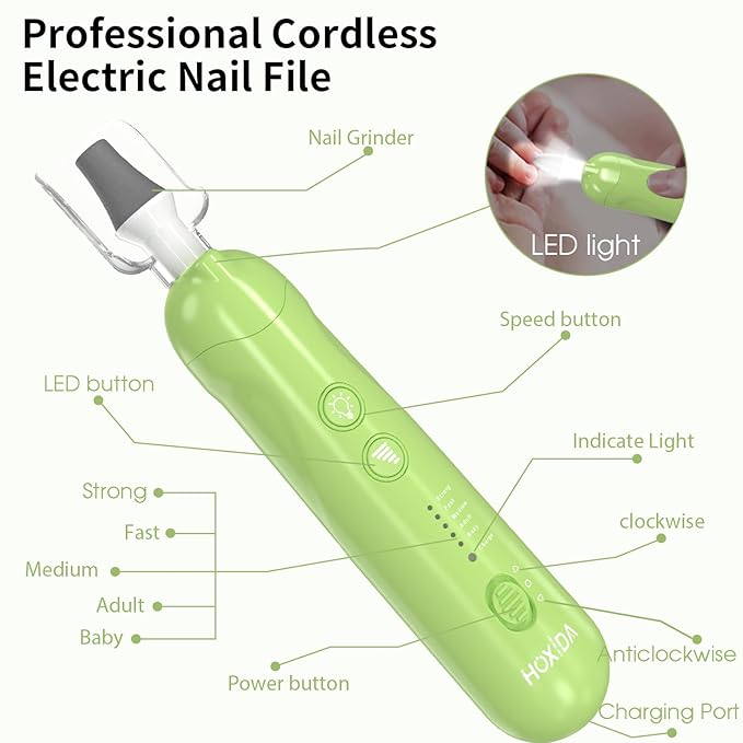 Professional Manicure Pedicure Kit, Cordless Electric Nail File Set, - Image 9