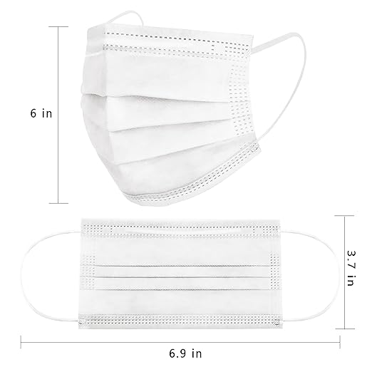 Borje White Disposable Face Masks 100 Pcs White Face Mask 3 Ply Protection Masks - Image 4