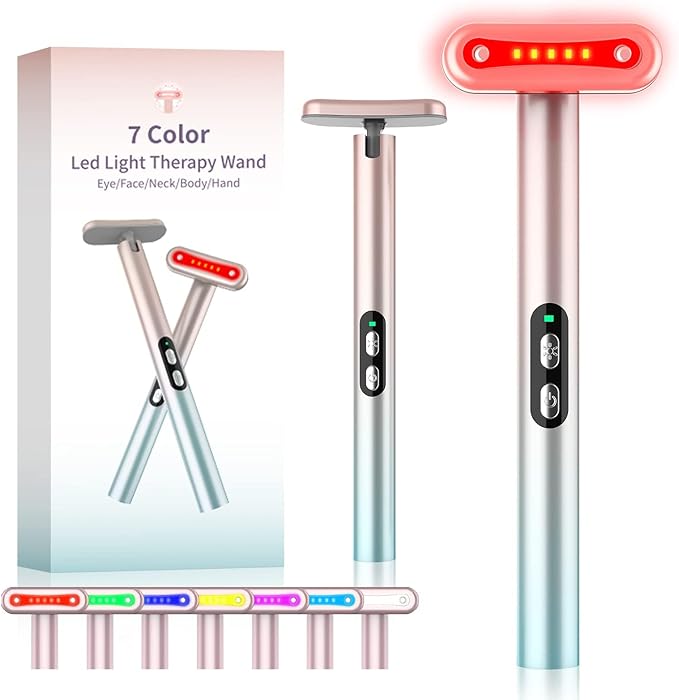 Fxtiaa Led-Face-Wand，7 in 1 LED Light Therapy Facial Red & Blue Rejuvenation - Image 7