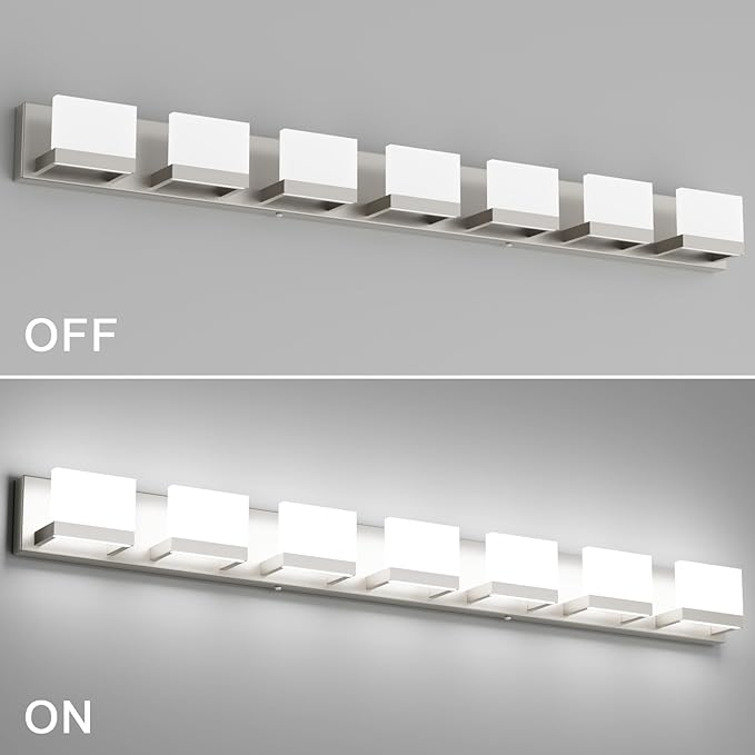 Tipace 7 Lights LED Modern Vanity Light Brushed Nickel Bathroom Lighting - Image 9