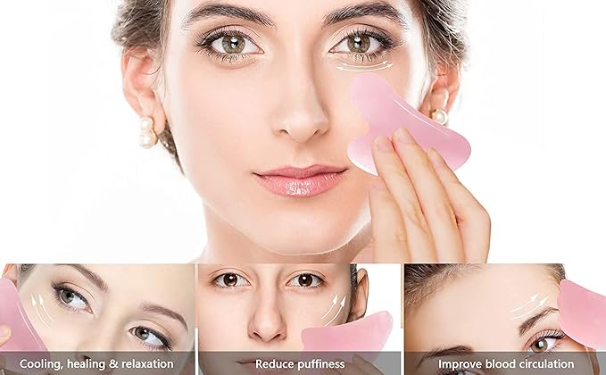 Mina Heal Rose Quartz Gua Sha Facial Massage Stone Excellent Skincare Tool - Image 4
