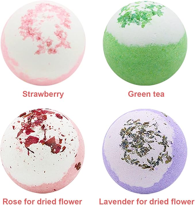 Dried Flower Bath Salt Balls, Rose Extract Essential Oils, Moisturizing Dry Skin - Image 3