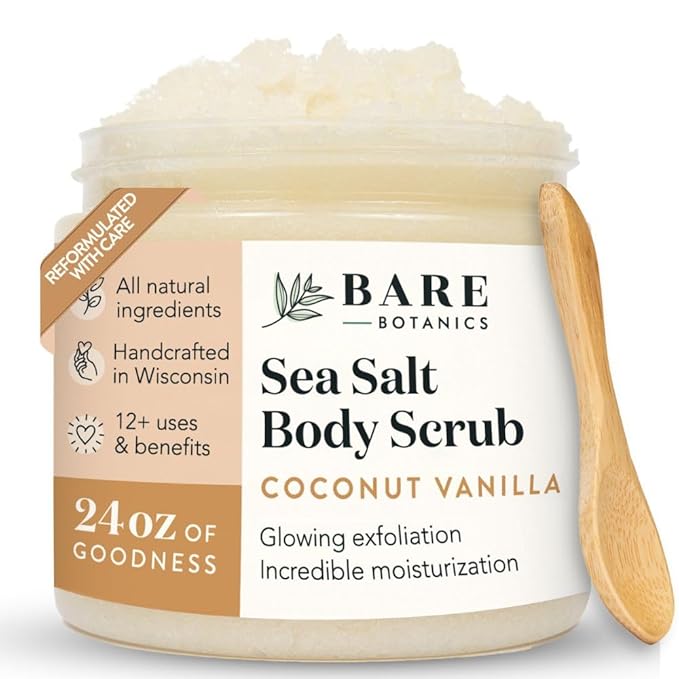 Bare Botanics Coconut Vanilla Body Scrub 24oz | Made in Madison, WI | All by BareBotanics