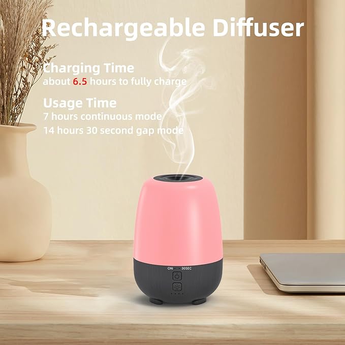 SEEDSEEL 150ML Rechargeable Battery Operated Essential Oil Diffuser, Portable - Image 2