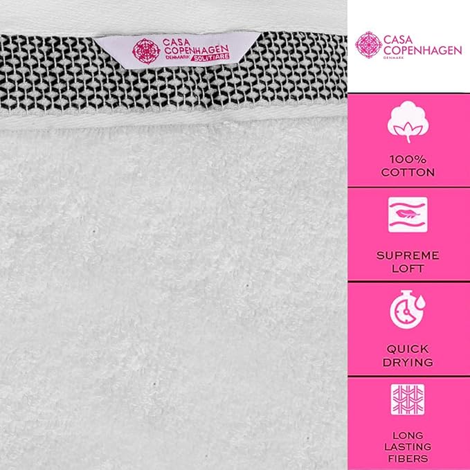 CASA COPENHAGEN Solitaire 6Pcs 100% Egyptian Cotton Large Designer Towels Gift - Image 7