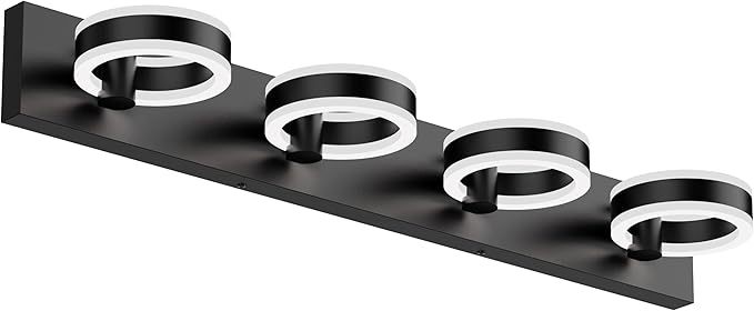 LED Bathroom Light Fixtures, 33inch Black Vanity Lights, Modern 4 Light Acrylic by PHIXART