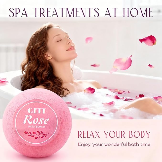 GETT Rose Bath Bombs 4 Pack Individually Wrapped – Bath Bombs - Image 6
