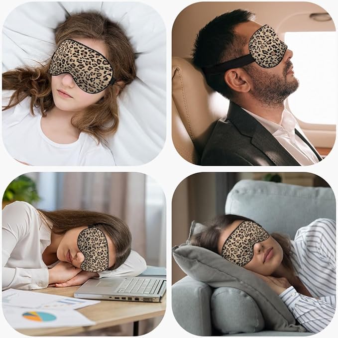 Leopard Print Sleep Mask Eye Mask Animal Skin Brown Sleep Mask Light Blocking - Image 5