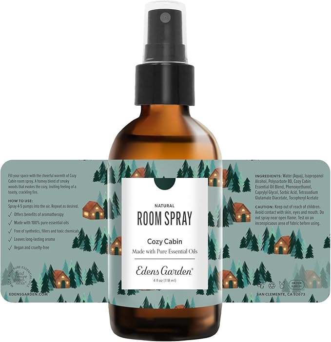 Edens Garden Cozy Cabin Aromatherapy Room Spray – Natural Essential Oil Air - Image 9