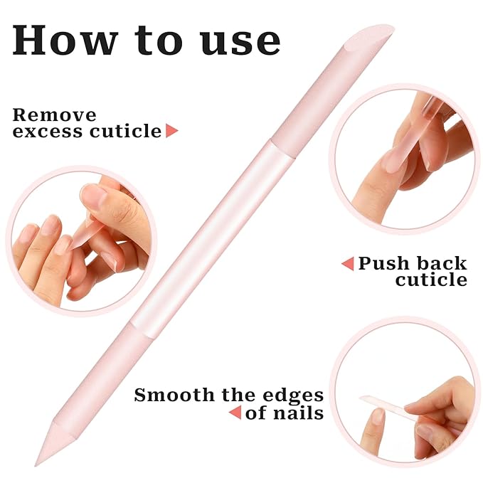 Glass Cuticle Pusher Set of 2 Manicure Sticks - Image 2