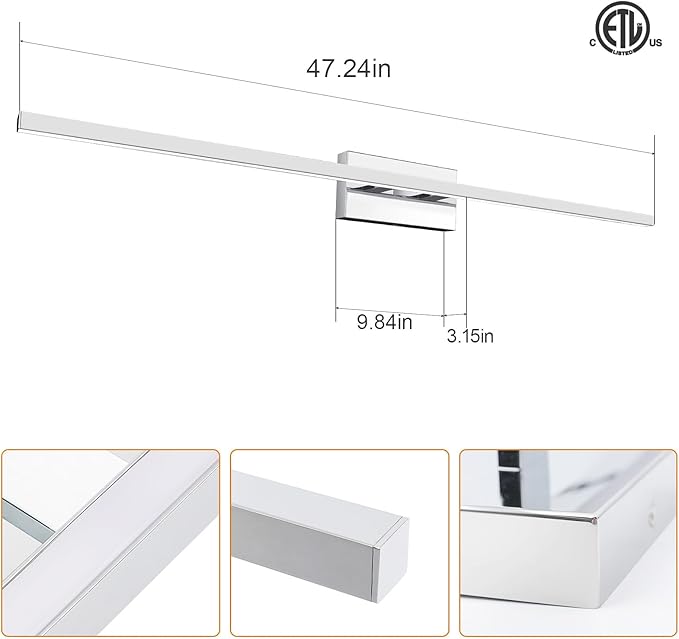 VOLISUN 48-Inch Dimmable Bathroom Vanity Light, 30W 5CCT LED Fixture Over Mirror - Image 6