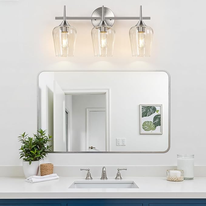 MOKATNG 3-Light Bathroom Light Fixtures, 19.5 in Brushed Nickle Vanity Lights - Image 6