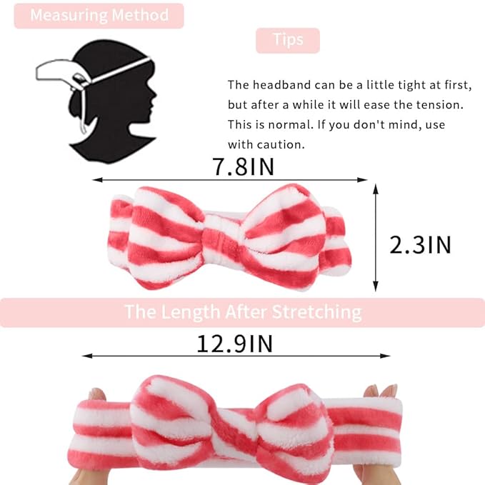 WHAVEL 6 Pack Pink Spa Headband Makeup Soft Skincare Shower Headbands Fluffy - Image 5