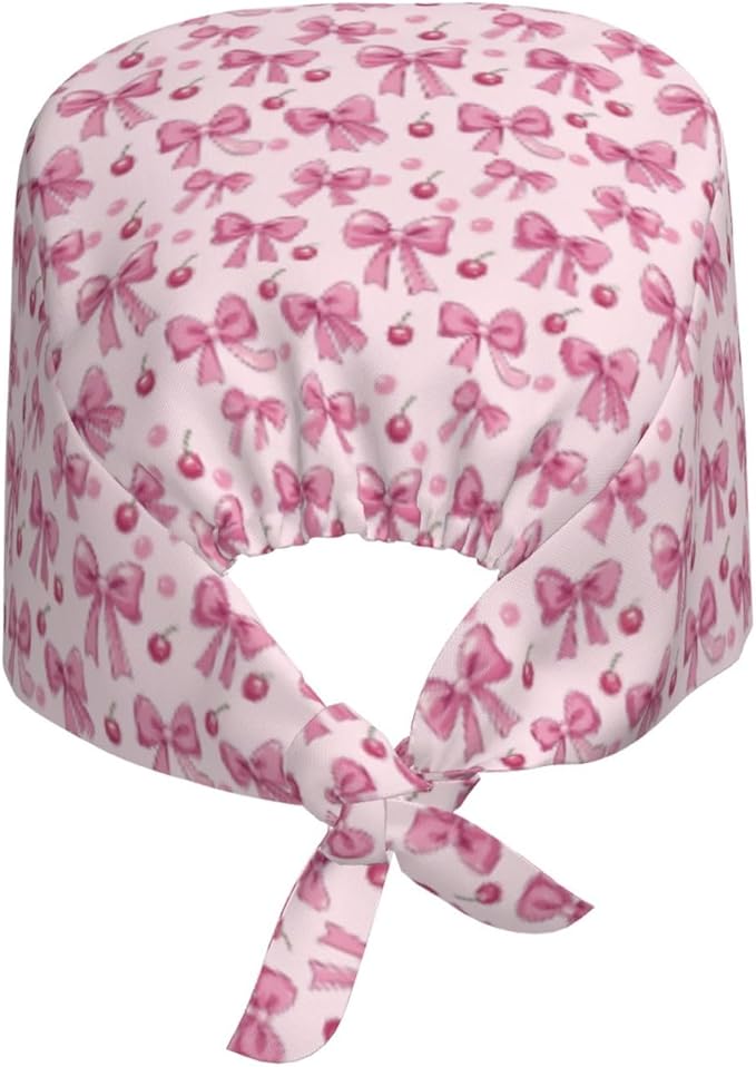 Scrub Cap for Women and Men Boho Black Leaf Pattern Adjustable Breathable - Image 8