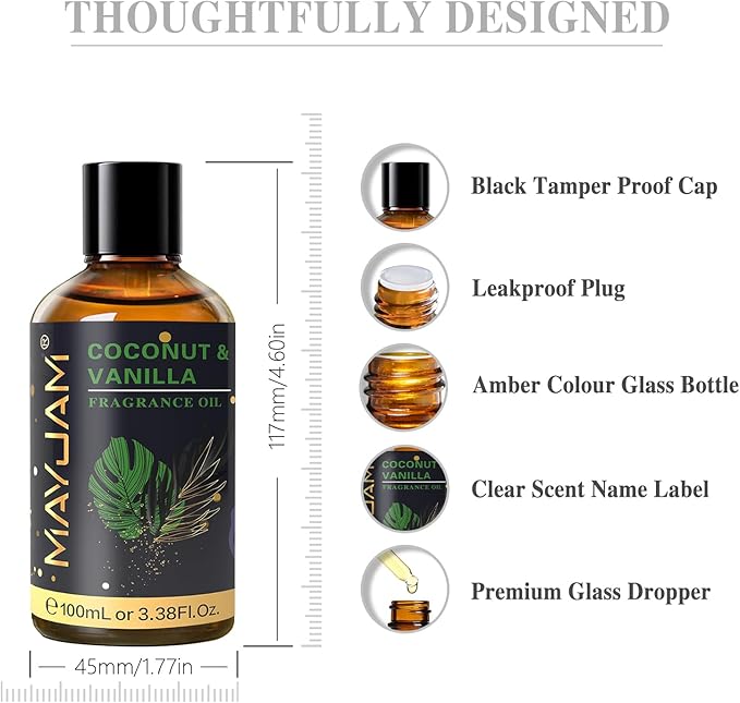 MAYJAM 100ML/3.38FL.OZ Coconut & Vanilla Fragrance Oils - Image 9