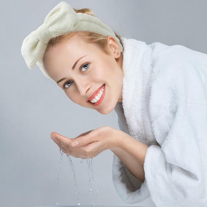 8 Pack Beige SKincare Headband for Washing Face, Spa Headbands for Women Girls - Image 2