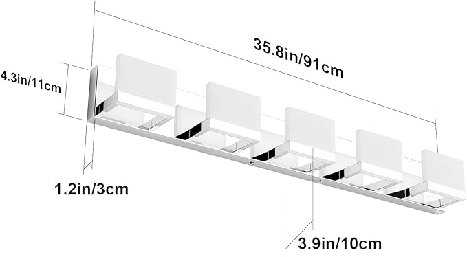 Tipace Dimmable Modern 5 Lights LED Vanity Light - Image 5