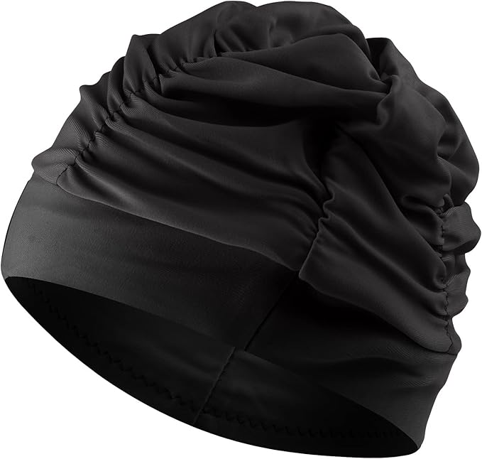 Swim Caps for Women Swimming, Comfort Pleated Swimming Cap for Long Hair by PICKAHAT